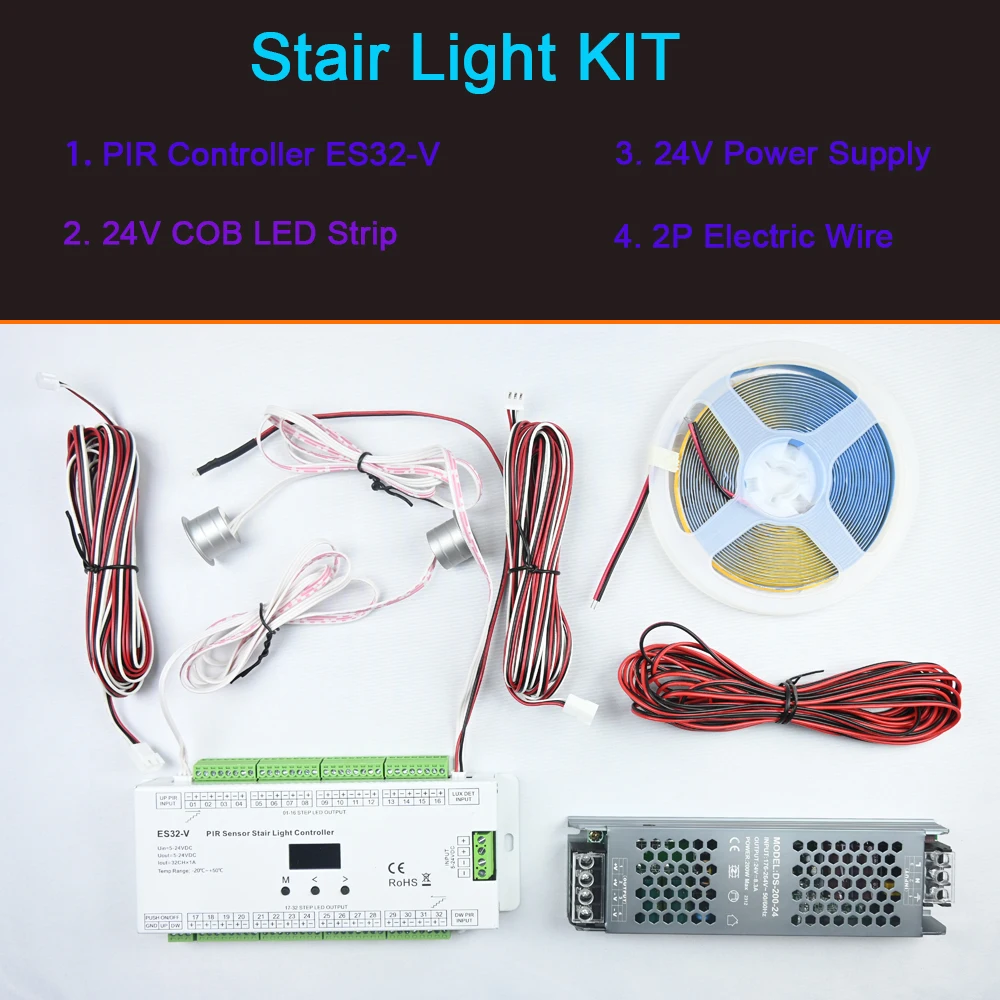 ES32-V 6 trybów pracy 32CH wyjście sterowanie na podczerwień SKYDANCE czujnik PIR oświetlenie schodów zestaw sterowniczy dla pojedynczy kolor pasek