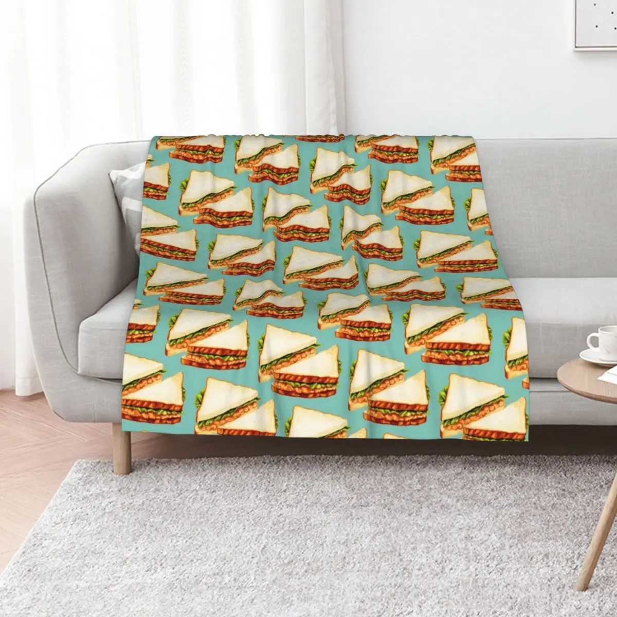 

Tuna Sandwich Pattern Throw Blanket Sofas Giant Sofa Travel Softest Blankets