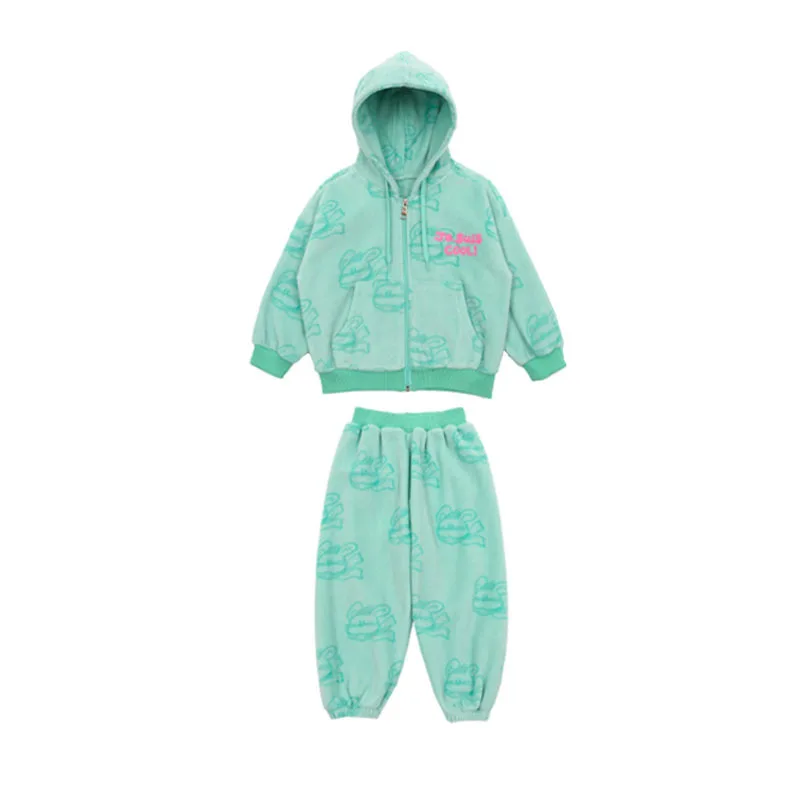 BEBE24 Autumn and Winter New Brother and Sister Wear Cute Korean Version Suede Hoodie Set Children Hoodie Pants Set