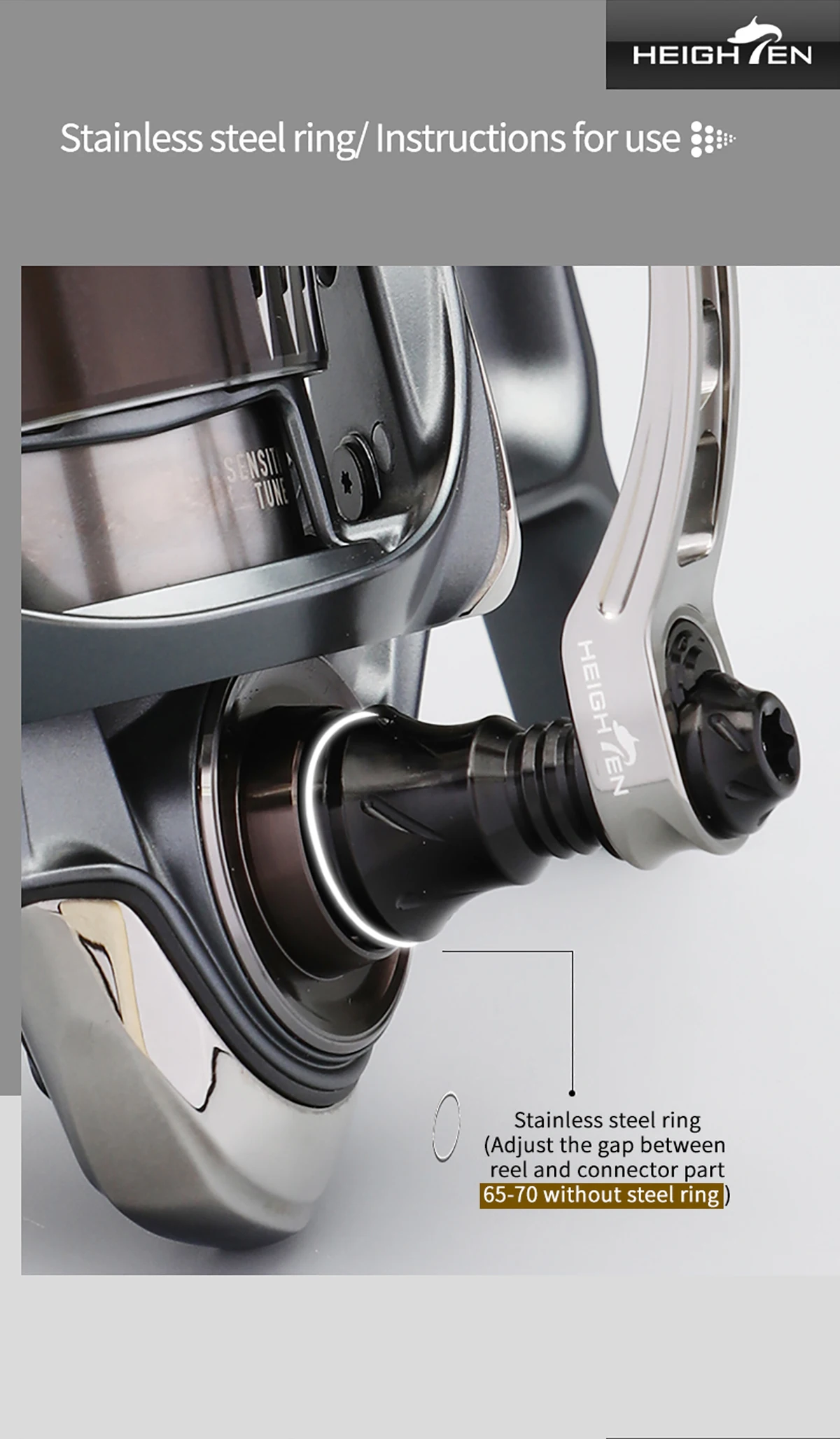 HEIGHTEN Single-Shaft-Angelrollen-Modifikationszubehör, 45–50 mm, 55–60 mm, 65–70 mm, Angelausrüstung, kompatibel mit Rollen – Detail 5