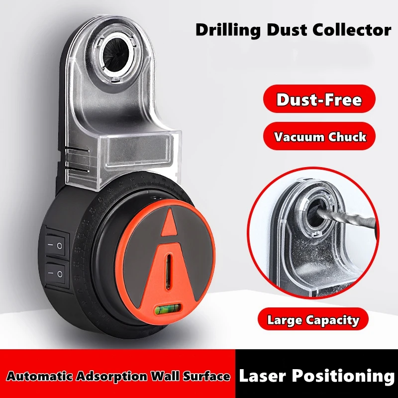 

2 in 1 Drill Dust Collector & Laser Level 360° Rotatable Drilling Dust Collector Electric Self-mounting Vacuum Sucker Drilling