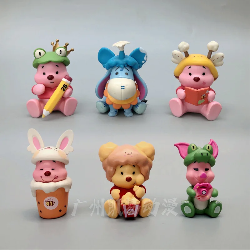 Disney Piglet Doll Model Cartoon Winnie The Pooh Eeyore Action Anime Figures Model Cute Toys Desktop Car Room Ornaments Gifts