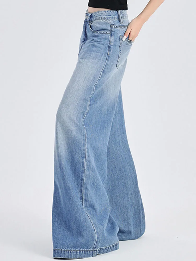 Lente Herfst Baggy Rechte Jeans Koreaanse Mode Hoge Taille Wijde Pijpen Denim Broek Vrouwen Casual Streetwear Gewassen Losse Vaqueros