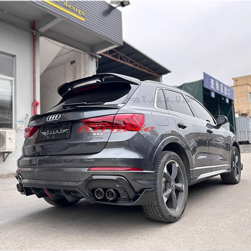 New Design 2019 To 2022 For Audi Q3 Sportback Spoiler By Gloss Black Carbon Fiber Look Rear Mid Wing Lip Roof Spoiler