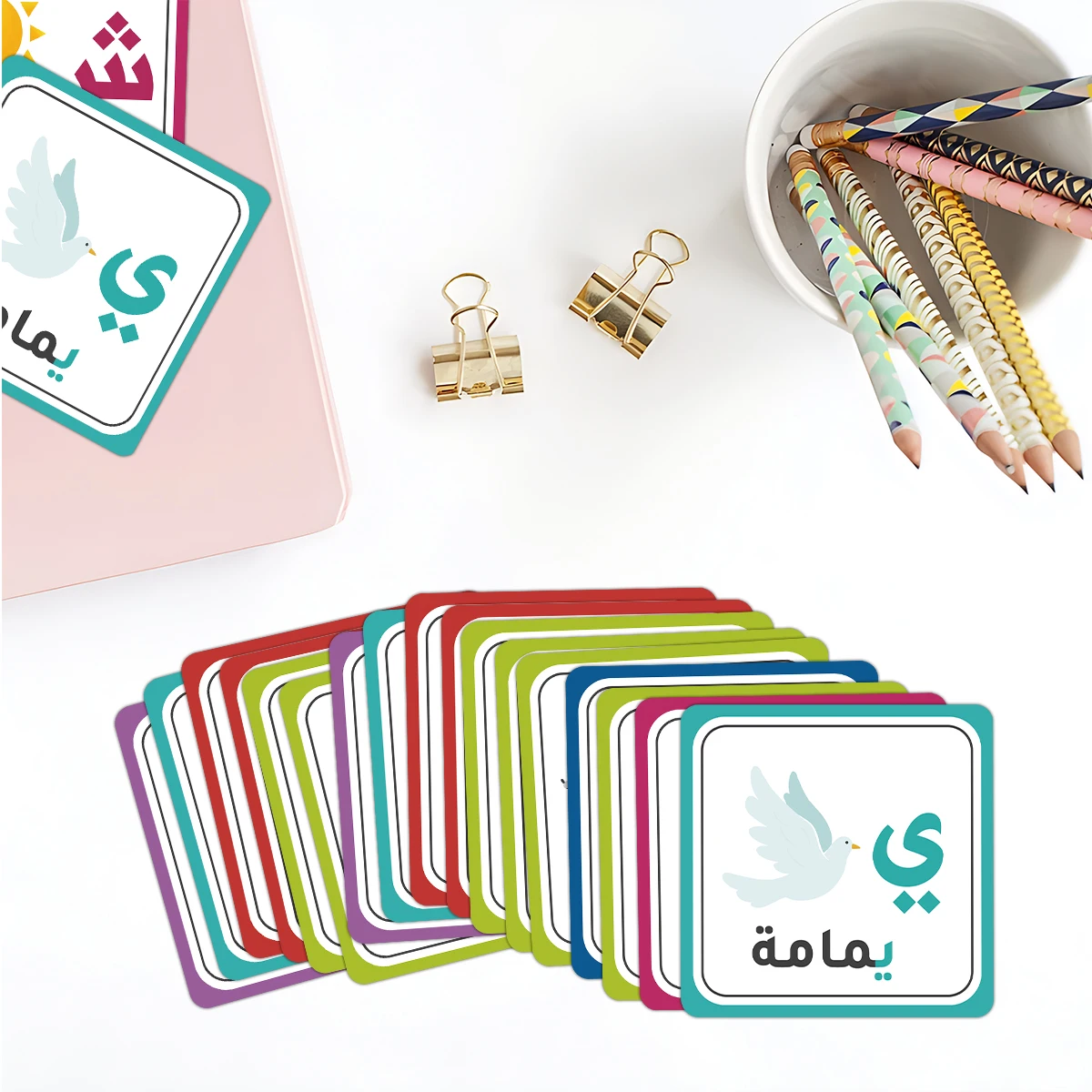 28 Stück arabische Alphabet-Buchstaben-Ausgesprächskarten mit Tiermuster für Kinder, Sprache, Aufklärung, Spaß, Lernen, Vorschulerziehung – Detail 3