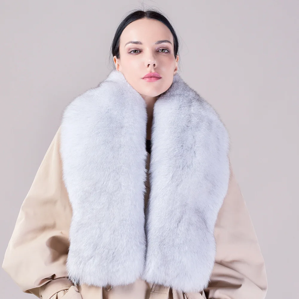 9 Colors Fashion Ladies Silver Fox Fur Thick Ring Women Warm Winter Outstreet Luxury Neck Big Shawl Scarf