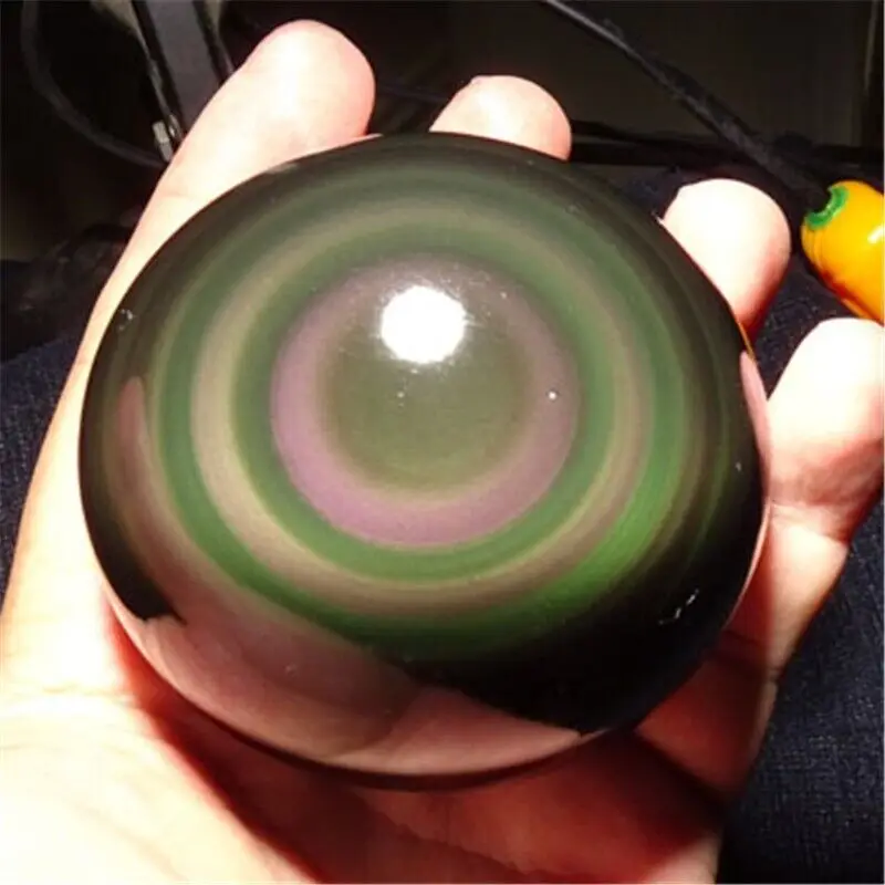 

Rainbow Natural Cat's Eye Obsidian Quartz Crystal Sphere