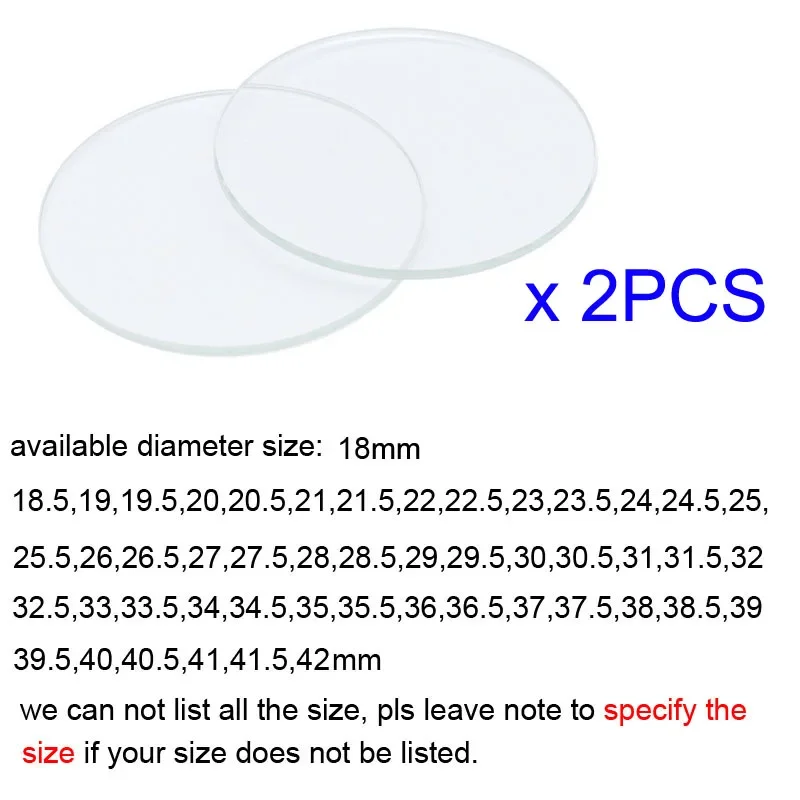 2 قطعة سمك مسطح 1.5 مللي متر ساعة مستديرة زجاج كريستال 18 مللي متر-42 مللي متر ساعة ذكية 2026 عدسة زجاج مرآة ساعة أدوات إصلاح #2