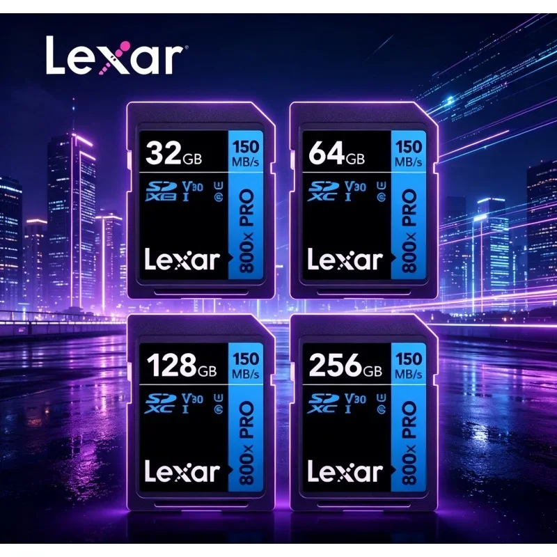 lexar-メモリーカード-v30-u1-sdカード。デジタルカメラでのビデオ撮影やデータ保存に最適な高速（150mb-s）モデル。