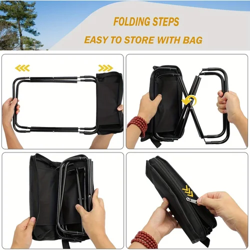 Imagen 2 del producto Taburetes plegables para ocio, camping y senderismo al aire libre, taburetes portátiles estilo bolso de hombro que se pueden almacenar fácilmente