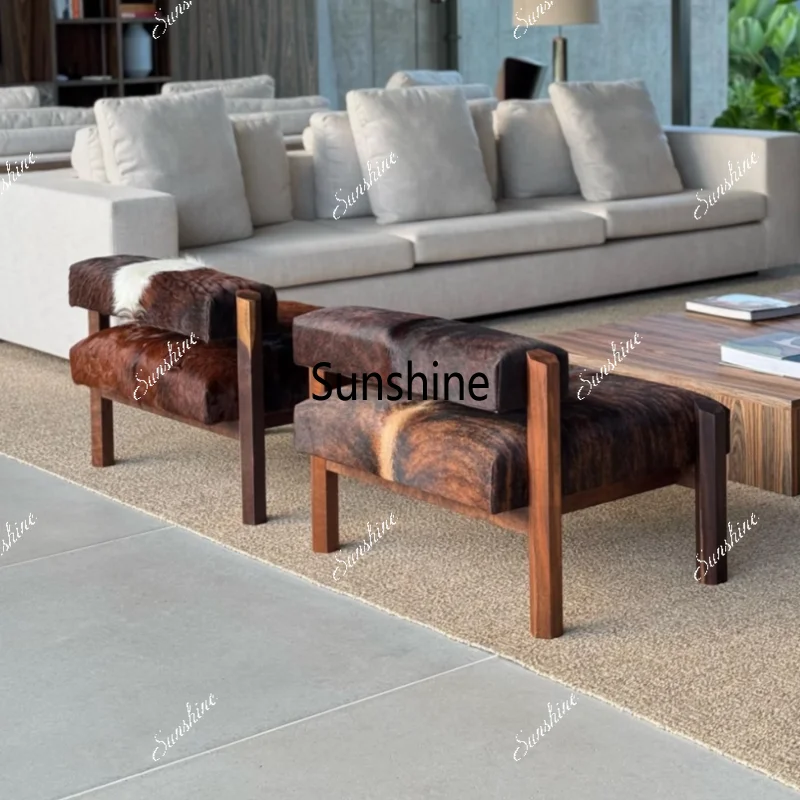 Wabi Sabi retro creative home sofa chair hotel clubhouse solid wood leisure chair