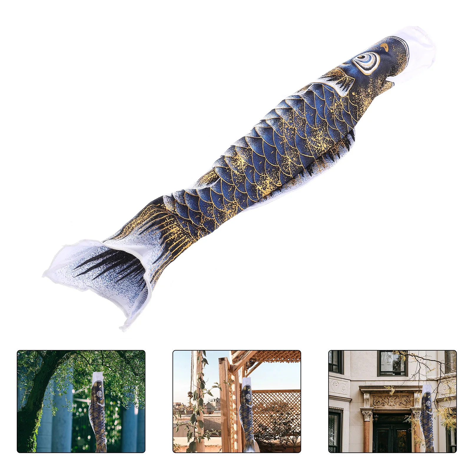 

Festive Carp Decorative Windsock Flag Creative Garden Hanging Wind Flag Traditional Japanese Carp Windsock Streamer Home Decor