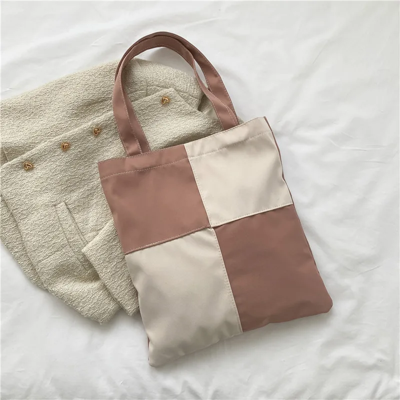 Sac à main géométrique carré en toile pour femmes, sacs à bandoulière, fourre-tout de rangement écologique, réutilisable pour filles