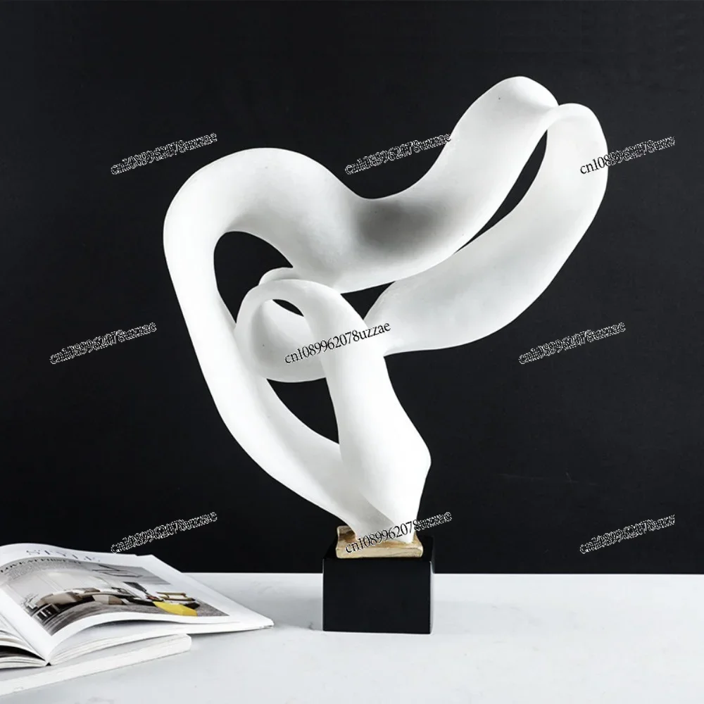 Abstract Resin Ribbon Decoration Modern Geometric Craft Ornament For Model House Sales Office Study Room
