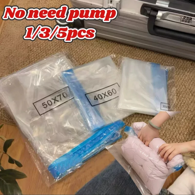 Wiederverwendbare Handroll-Vakuumbeutel für Reisen Wasserdichte Vakuum-Kompressionsbeutel Tragbare Gepäck-Vakuumaufbewahrungsbeutel Platzsparend
