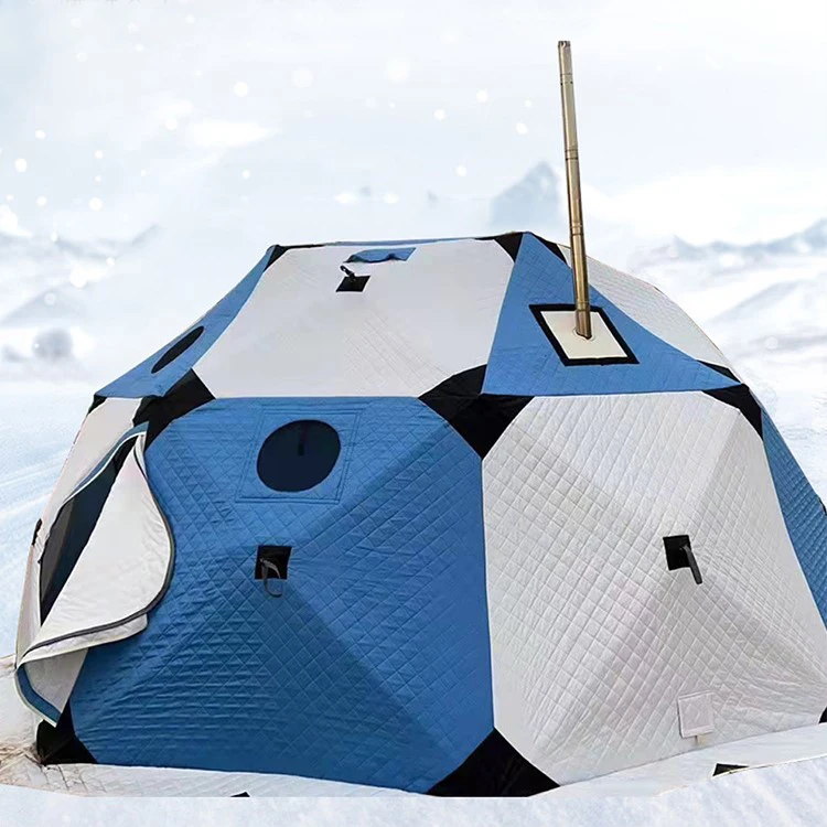 Outdoor Large Space Camping 3 Layers Cotton Insulated Winter Sauna Ice Fishing 5-6 Person Warm Dome Tent