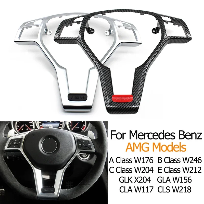 

For Mercedes Benz AMG W176 W246 W204 W212 W156 W117 Car Steering Wheel Chrome Panel Cover Trim A B C E GLK GLA CLA CLS Class