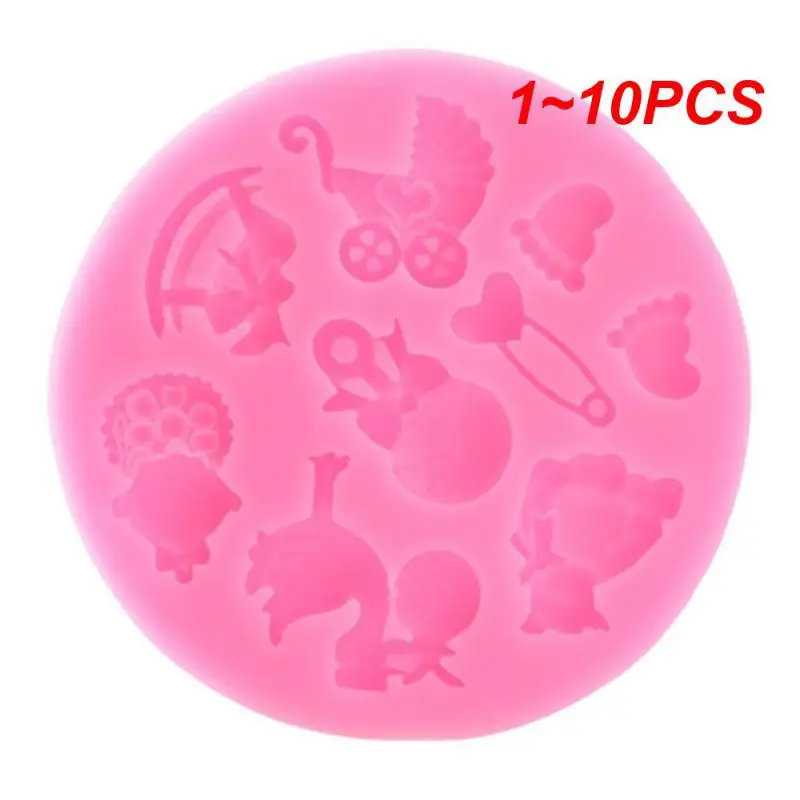 1~10PCS Baby Shower Party stroller  hand bottle Trojan Shape 3D fondant cake silicone mold kitchen candy cupcake decoration