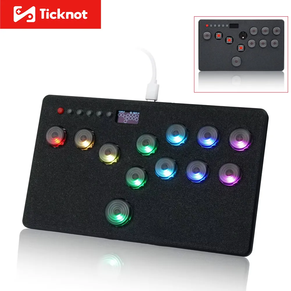 

Контроллер Flatbox светодиодный HitBox для PS4, джойстик для ПК/PS3/Nintendo Switch, игровая клавиатура