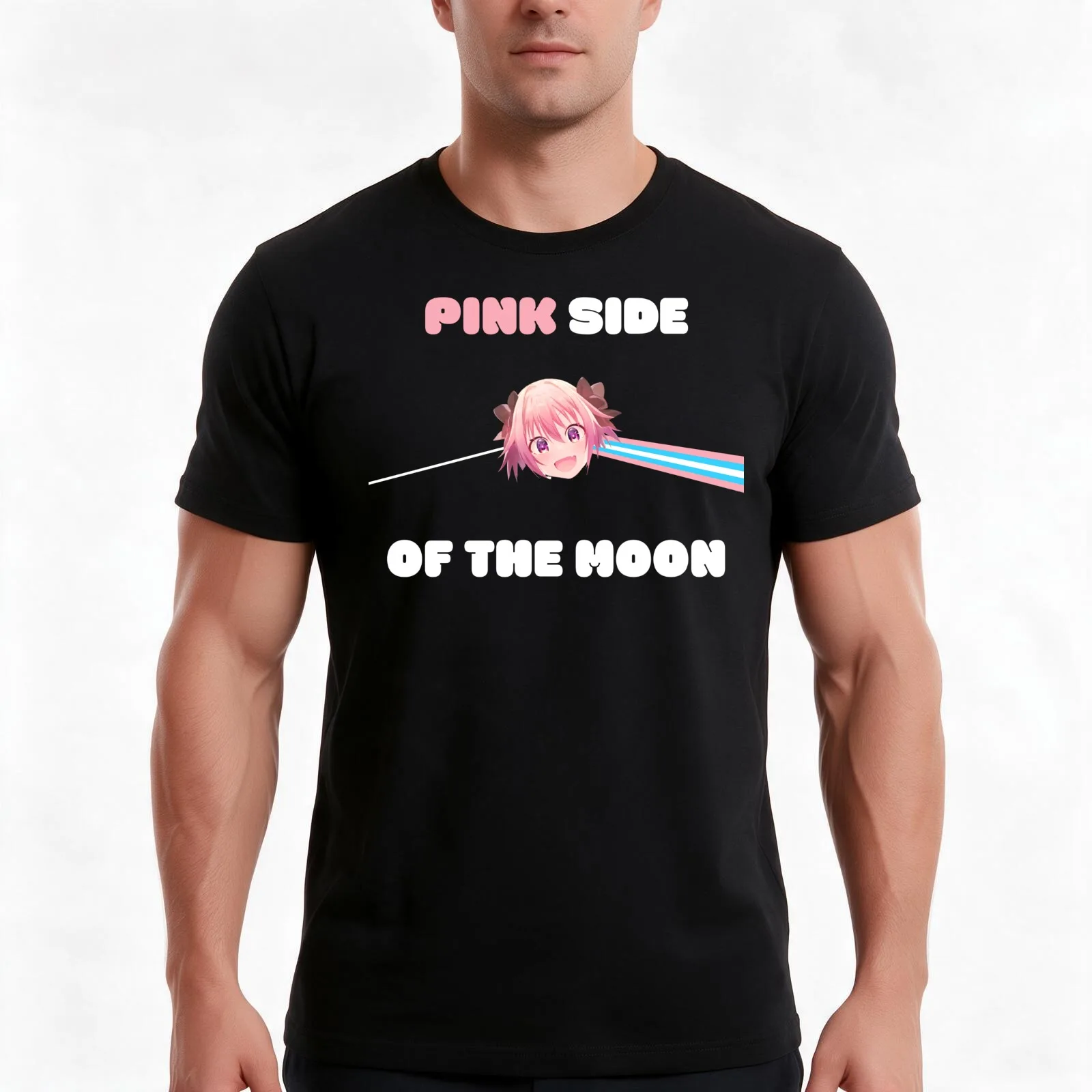Pink Side of the Moon Astolfo Femboy Rainbow Flag T-Shirt Summer Casual Cotton Tee Oversized Streetwear Tops Unisex Men Women