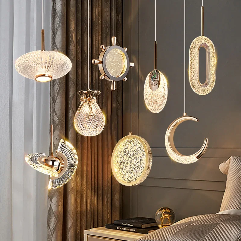 

Nordic Crystal Pendant Light Luxury Hanging Lamps for Living Room Bedroom Home Decor Chandelirer Crystal Series Lustre Lamp
