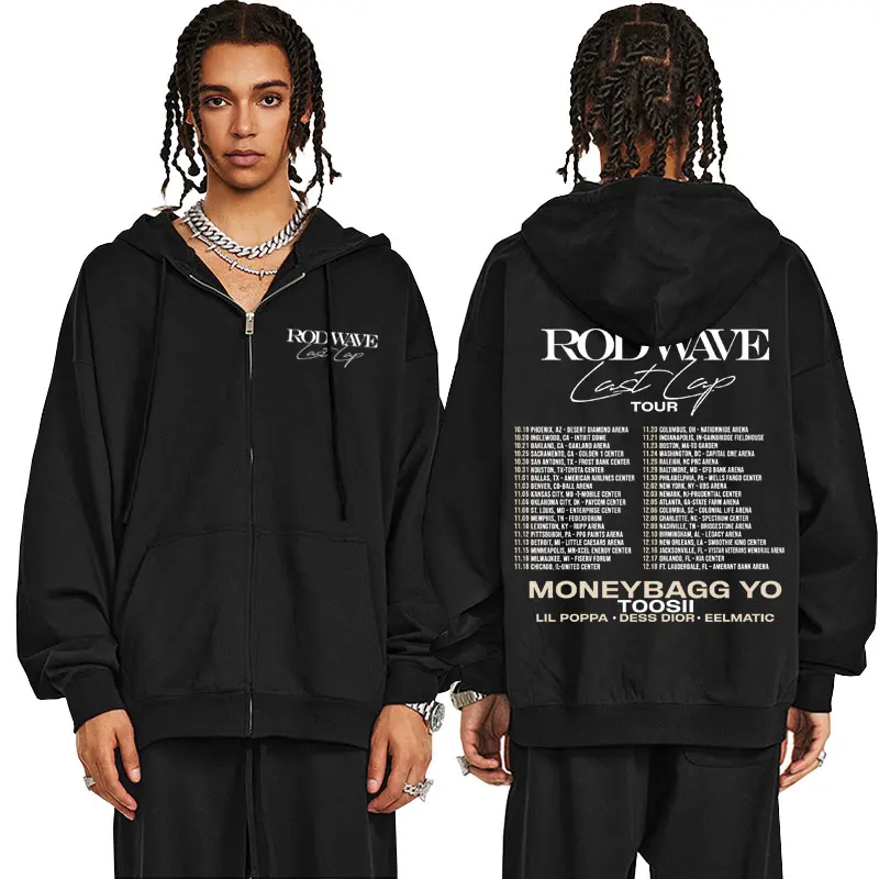 

Rapper Rod Wave Last Lap Tour Zipper Hoodie Men Fashion Oversized Hip Hop Zip Up Sweatshirt Men's Casual Fleece Zip Up Jacket