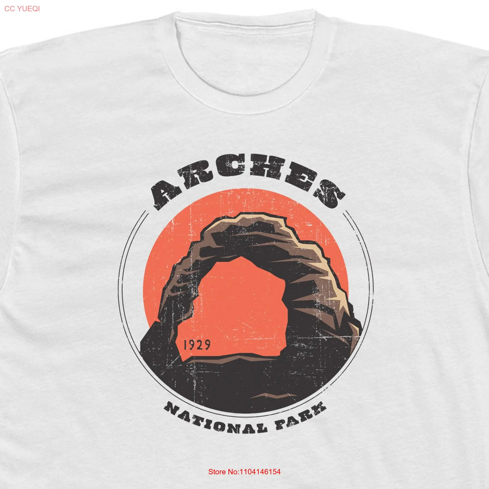 Arches National Park T Shirt for 100 Cotton Crew White Retro Design long or short sleeves