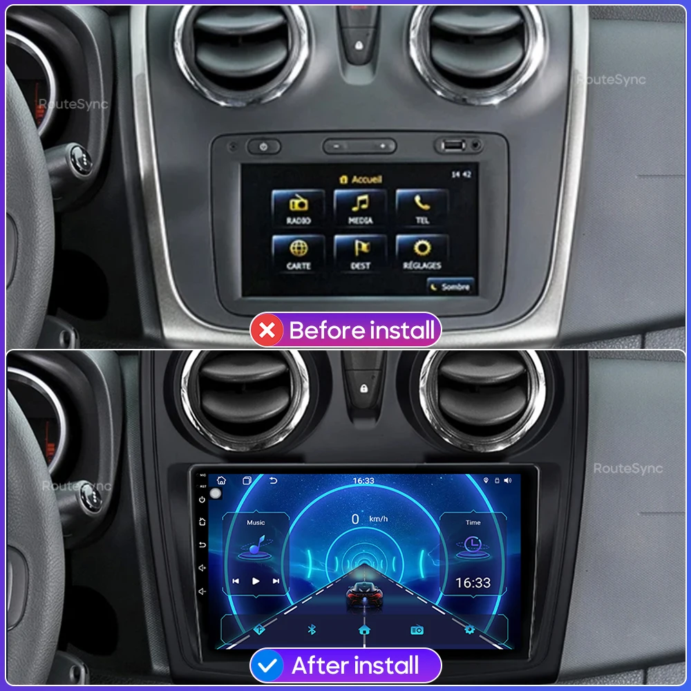 2din For Renault Logan 2 Sandero 2014 - 2019 Android 16 Car Multimedia Player Carplay Auto Radio Video Stereo Navigation GPS DSP