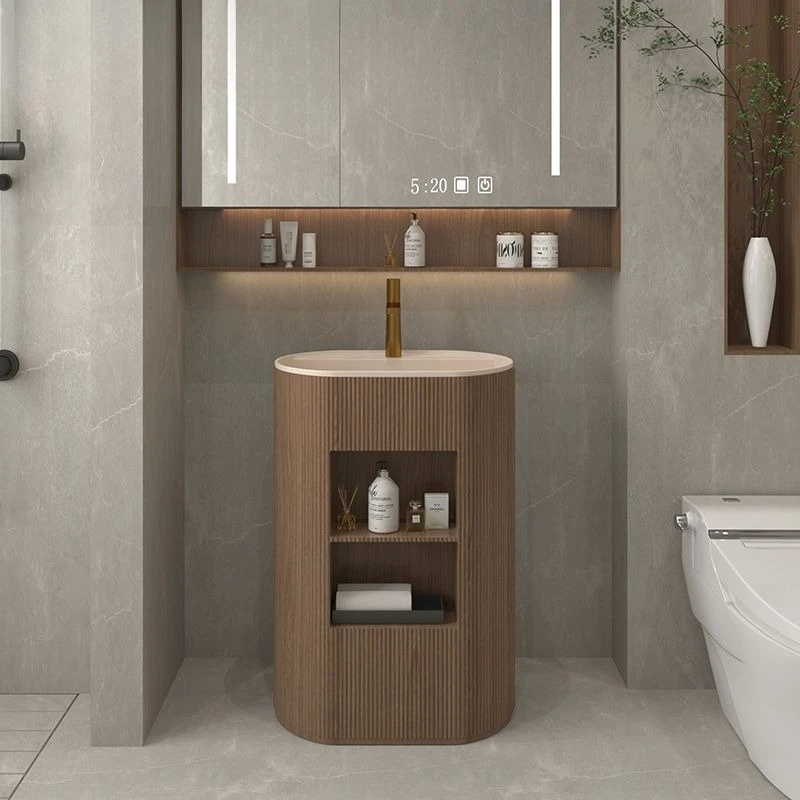 Medieval style storage storage bathroom, personalized art, integrated face wash table, oval homestay column basin