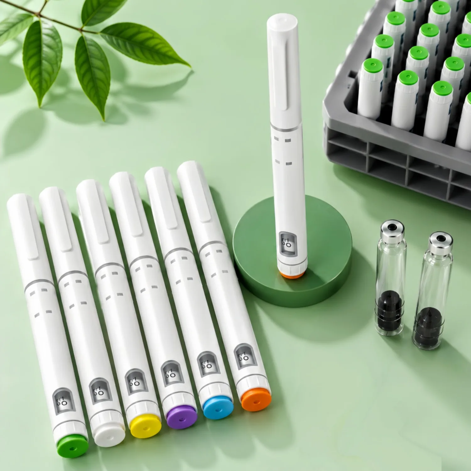 Disposable Insulin Peptide Injection Pen Kit 20/10 Pack with 3ml Empty Cartridges 31G Pen Tips Precise Dose Control Travel Use