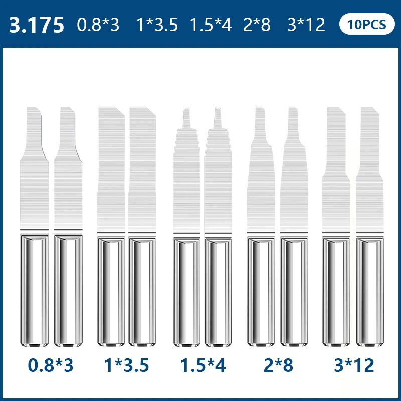 HAMPTON 10PCS PCB Gravur Bits 1/8 "Schaft Spitze Carving Bits 0,8-3,0mm Hartmetall-schaftfräser CNC Router Bit Holz Fräser – Detail 5