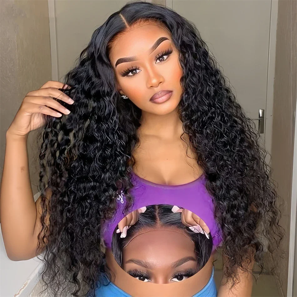 

Deep Wave Human Hair Glueless Wigs 5x5 6x4 Lace Closure Wig Pre Cut 200% Ready To Wear Preplucked Water Curly Wigs For Women