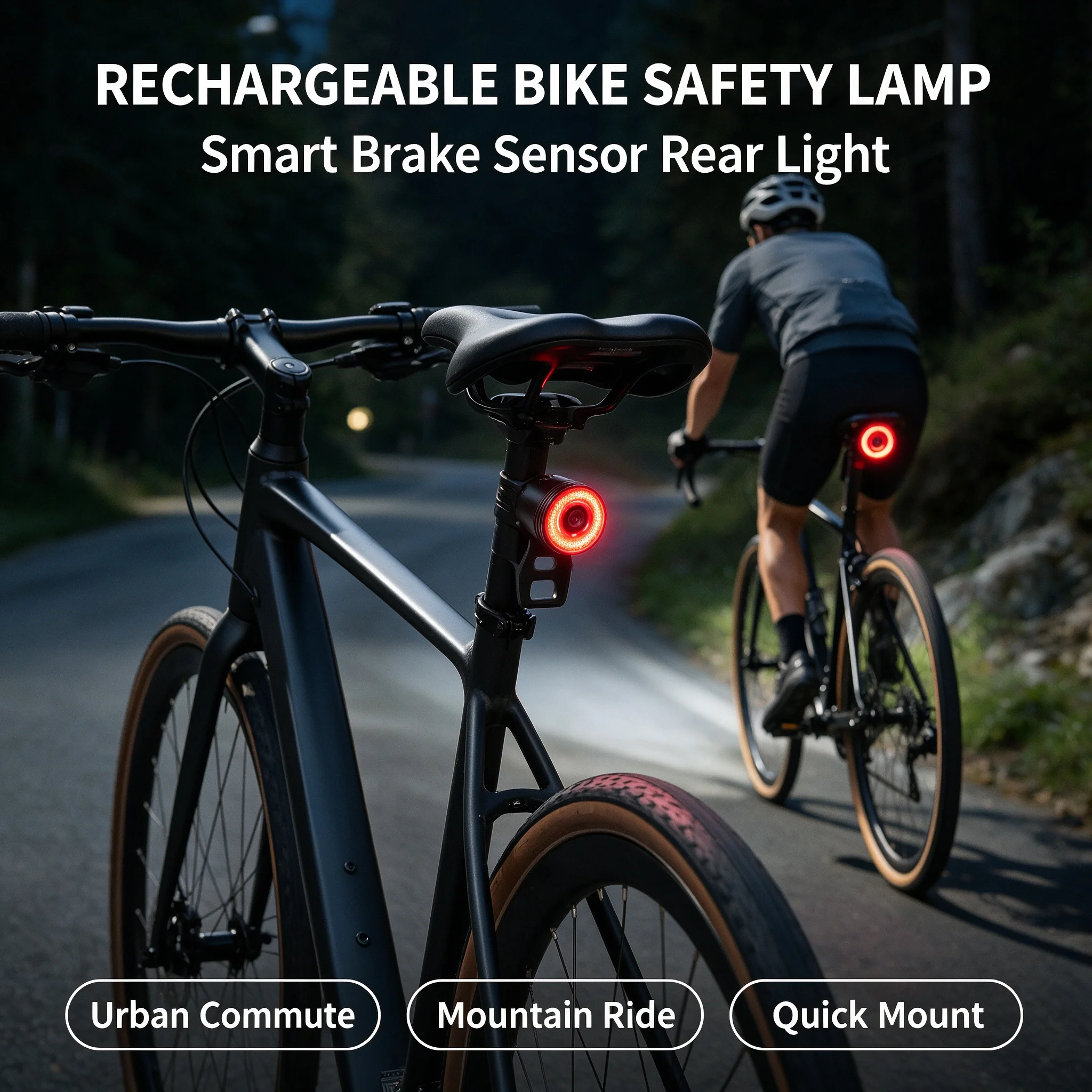 ไฟท้ายจักรยานอัจฉริยะแบบชาร์จ  - Smart Bike Brake Sensor Rear Light บทวิจารณ์และราคา
