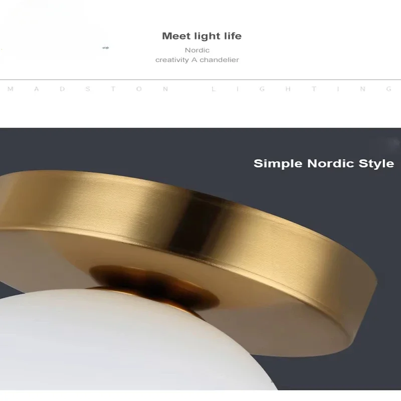 

Nordic Simple Modern round Glass Ball LED Ceiling Lamp for Living Room Hallway Bedroom - Energy Efficient Lighting