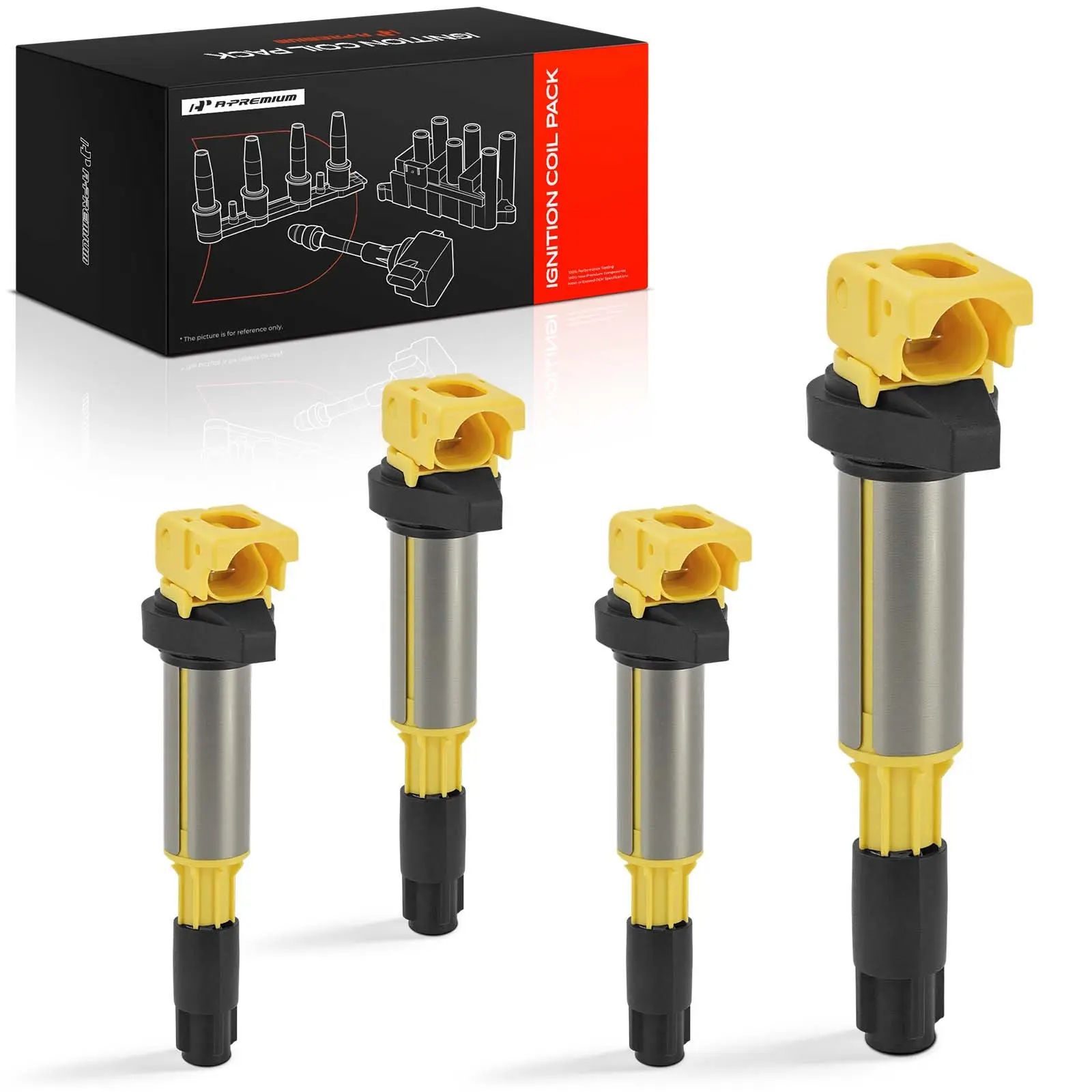 A-Premium 4pcs Yellow Ignition Coils for BMW 320i 328i X5 528i 545i 550i X3 Mini Rolls-Royce