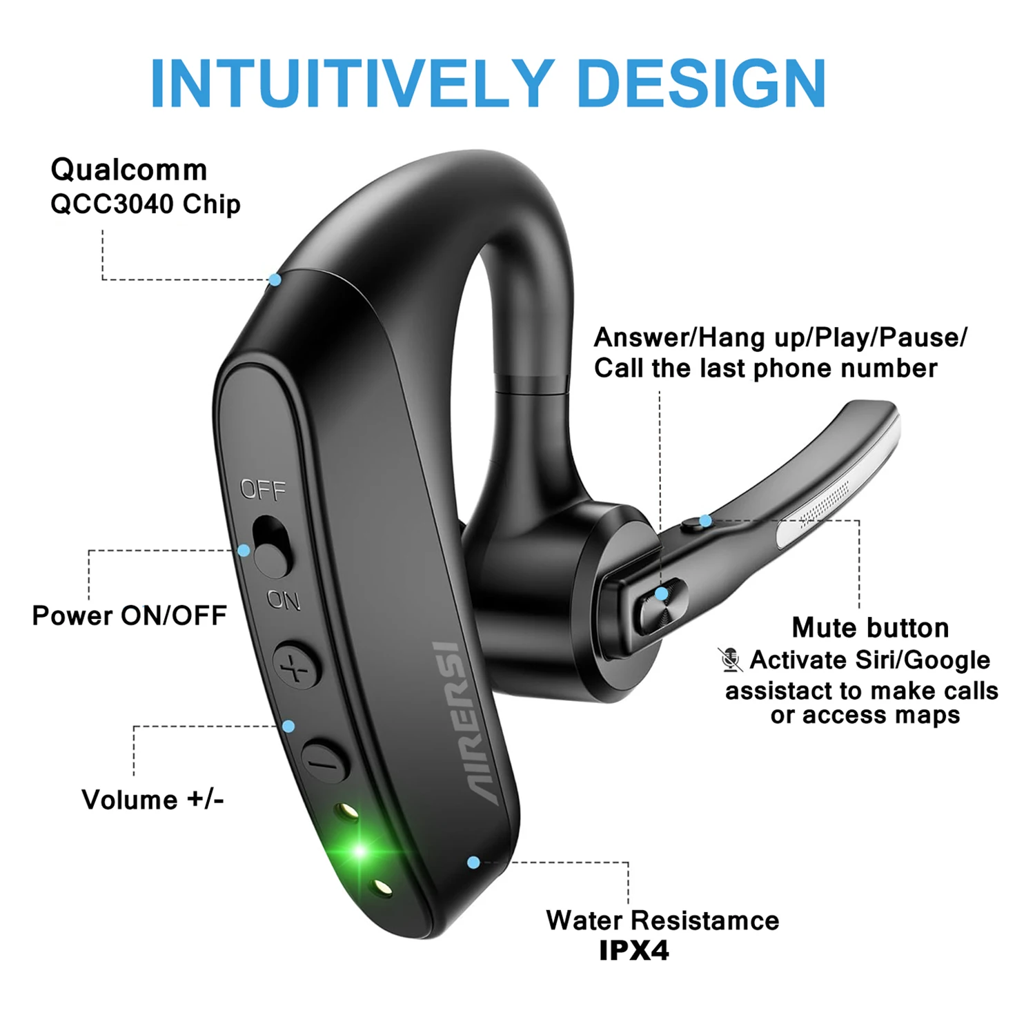 أحدث سماعات بلوتوث 5.3 سماعات رأس لاسلكية بخاصية إلغاء الضوضاء مع ميكروفون مزدوج وحقيبة شحن لجميع الهواتف الذكية