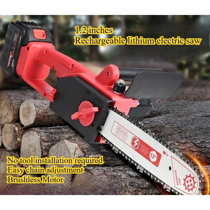 

Brushless Lithium Rechargeable High-power Electric Chain Saw Portable Outdoor Household Tree Cutting Logging Pruning Saw