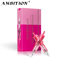 AMBITION Pink Tattoo Cartridge Needles 0.2mm 0.25mm 0.3mm 0.35mm Round Liner Mix Needle 1rl 3rl 5rl Wireless Tattoo Machine