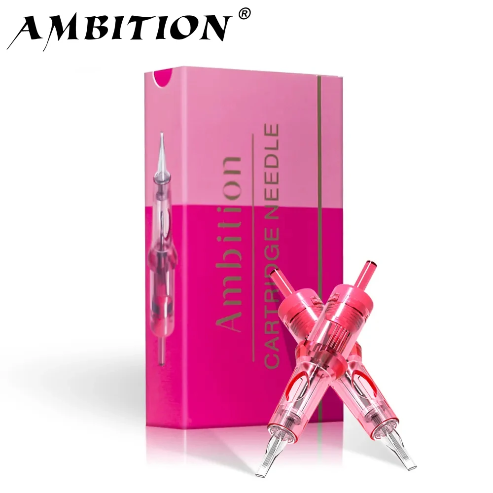 AMBITION Pink Tattoo Cartridge Needles 0.2mm 0.25mm 0.3mm 0.35mm Round Liner Mix Needle 1rl 3rl 5rl Wireless Tattoo Machine