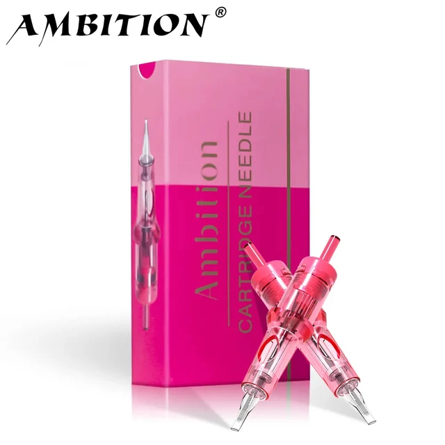 AMBITION różowe igły do ​​tatuażu 0,2 mm 0,25 mm 0,3 mm 0,35 mm okrągła wkładka Mix igła 1rl 3rl 5rl bezprzewodowa maszynka do tatuażu