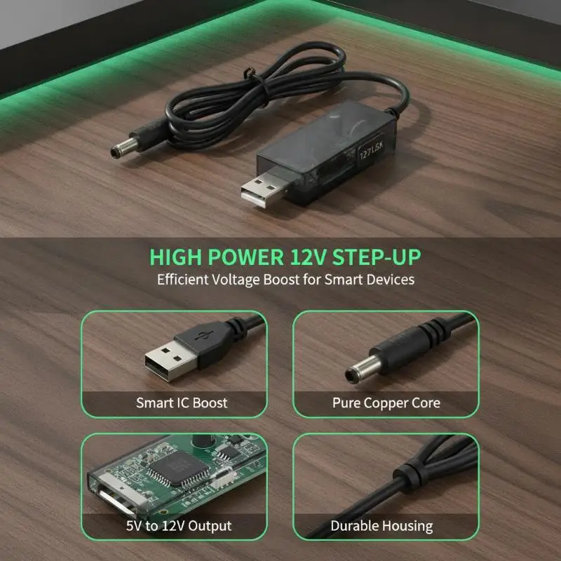 1Pcs DC 5V To 12V 1.5A USB Step-up Converter Cable Connecter USB Boost Converter For Power Supply/Charger/Power Converter