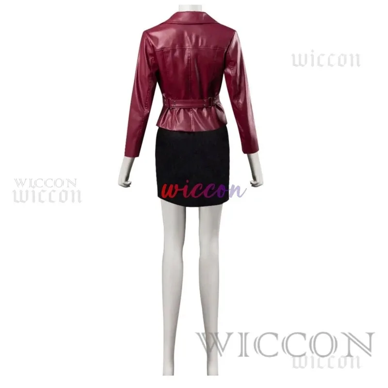 

CyFemale Maria Cosplay Red PU Jacket Dress Costume Game Silent Cosplay Hill Women Black Dress Outfit Halloween Carnival Party Su