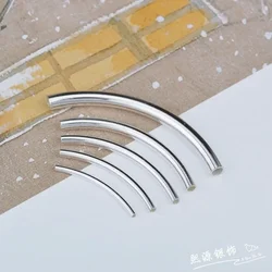 5 wholesale s925 sterling silver smooth curved pipe handmade DIY beaded material bracelet necklace jewelry accessories