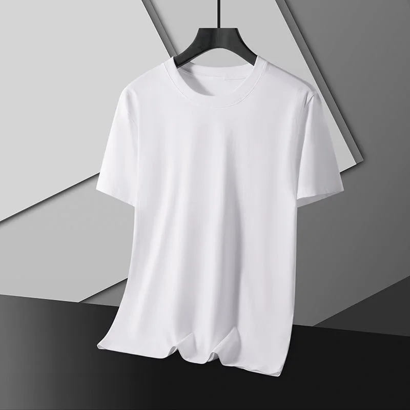 Camiseta de Verano para Hombre, Tops de Algodón, Camisetas Lisas de Color Sólido para Mujer, Cuello Redondo, Manga Corta, Camisetas Blancas para Pareja