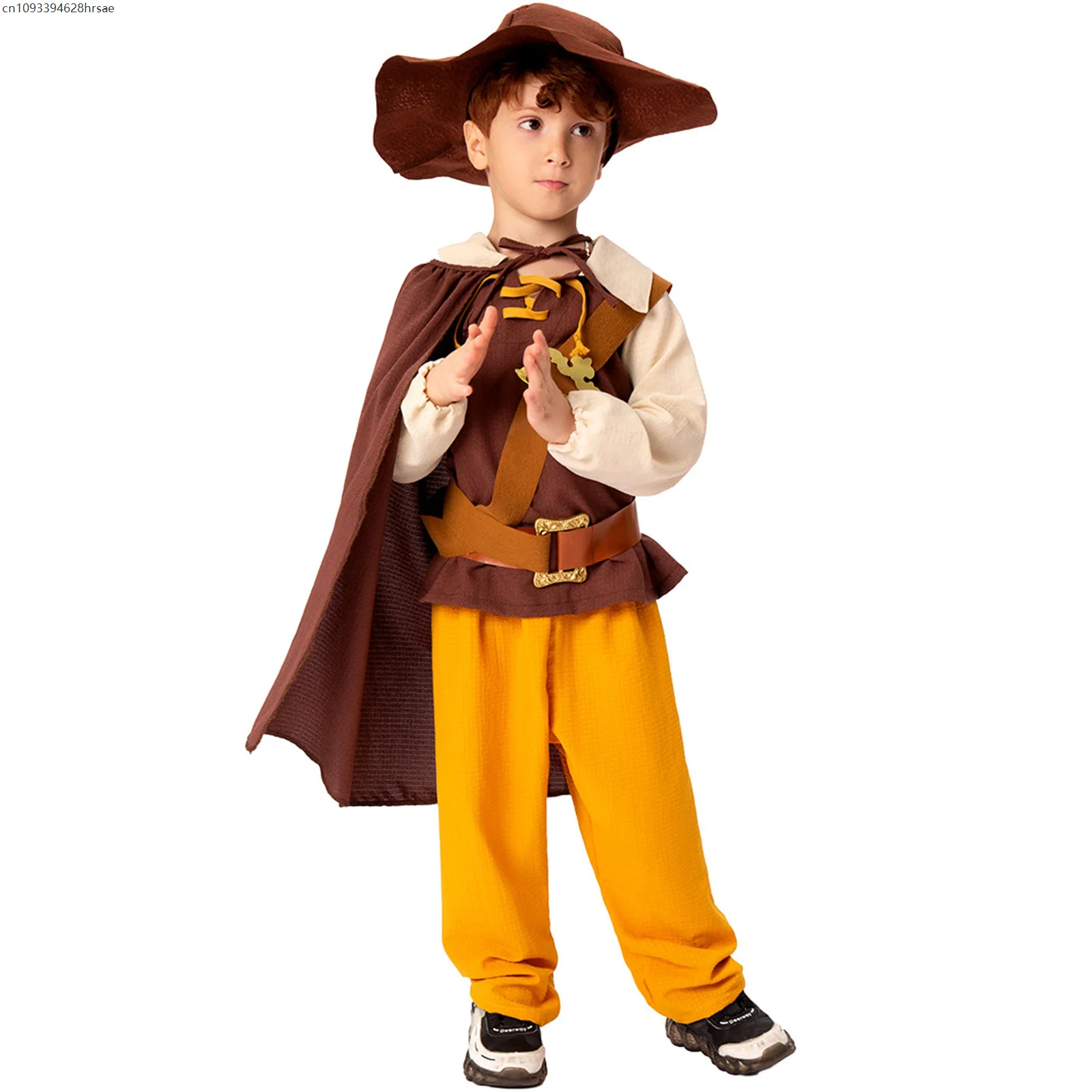 

Kids Medieval Knight Cosplay Costume Retro Soldier Top Pants Hat Cloak Court Outfit Halloween Carnival Carnival Theme Party Suit