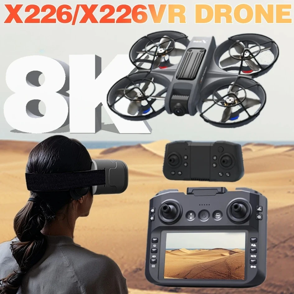 

Дрон X226/X226VR с двумя 8K HD камерами, 5G Wi-Fi, складной квадрокоптер с пультом управления и экраном, 360° ° Бесщеточные игрушки Flip FPV