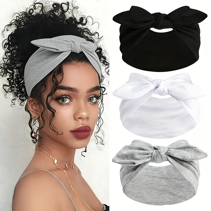 1/3 Stück Damen-Stirnband mit Schleife im Boho-Stil, rutschfest, für Fitness, Yoga, Outdoor, Reisen, Wandern, elastisches Haarband – Detail 9