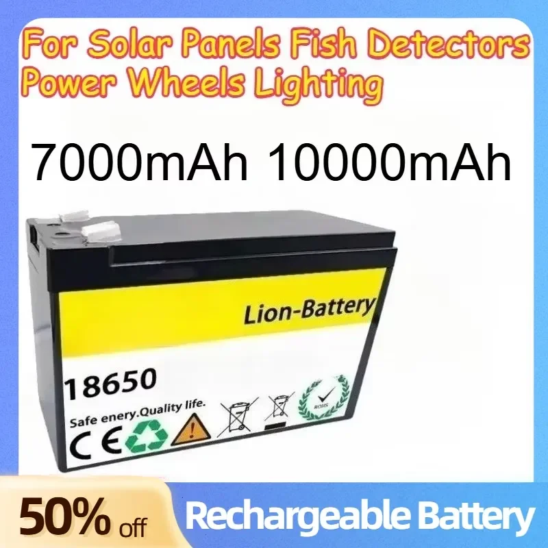

18650 Lithium Battery for Solar Panels Fish Detectors Power Wheels Lighting Rechargeable Batteries 7000mAh 10000mAh +Charger