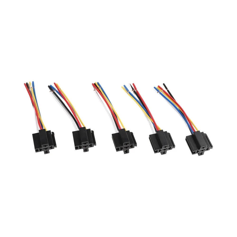 #5 Pack 40A JD1914 12V 5-Pin Automotive Relay Kit With Socket Set Harness For Car /Truck \Sound Security /System Electrical Conv