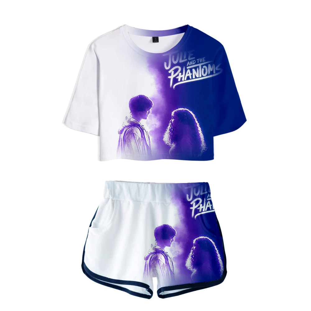 Fashion Youthful Julie and the Phantoms Dew navel Sport Short Sleeve tracksuit Girls Two Pieces sets 3D T-shirts shorts Pant